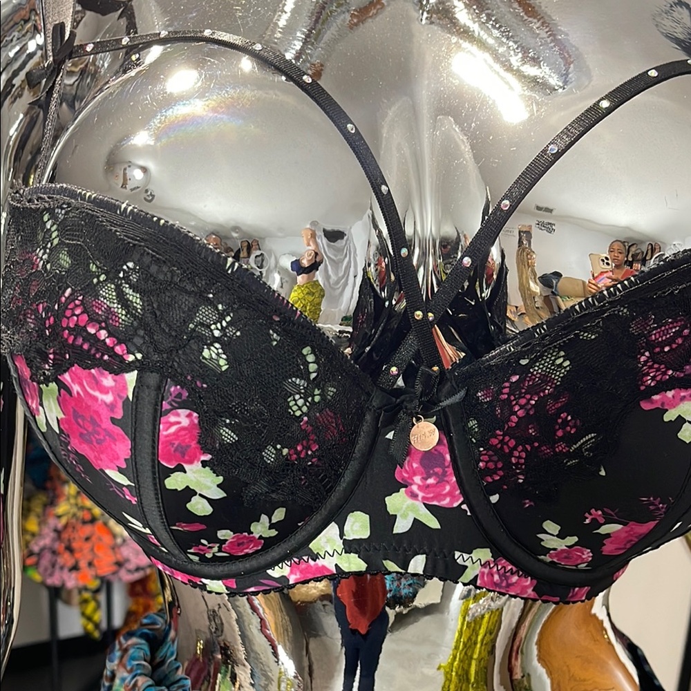 Floral Lace Black Bra